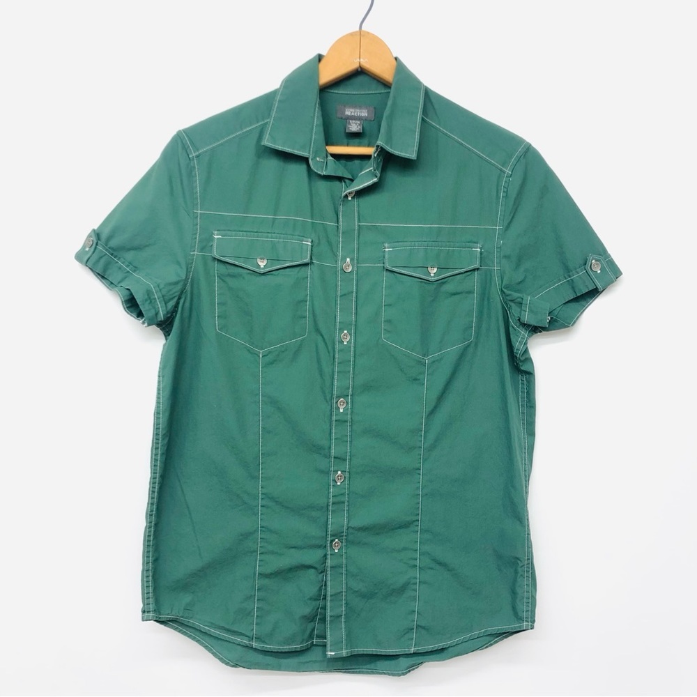 Kenneth Cole Reaction Green Button Front Shirt